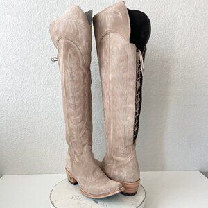 Lane LEXINGTON Over the Knee Womens Cowboy Boots 9 Latte Suede Western Cowgirl